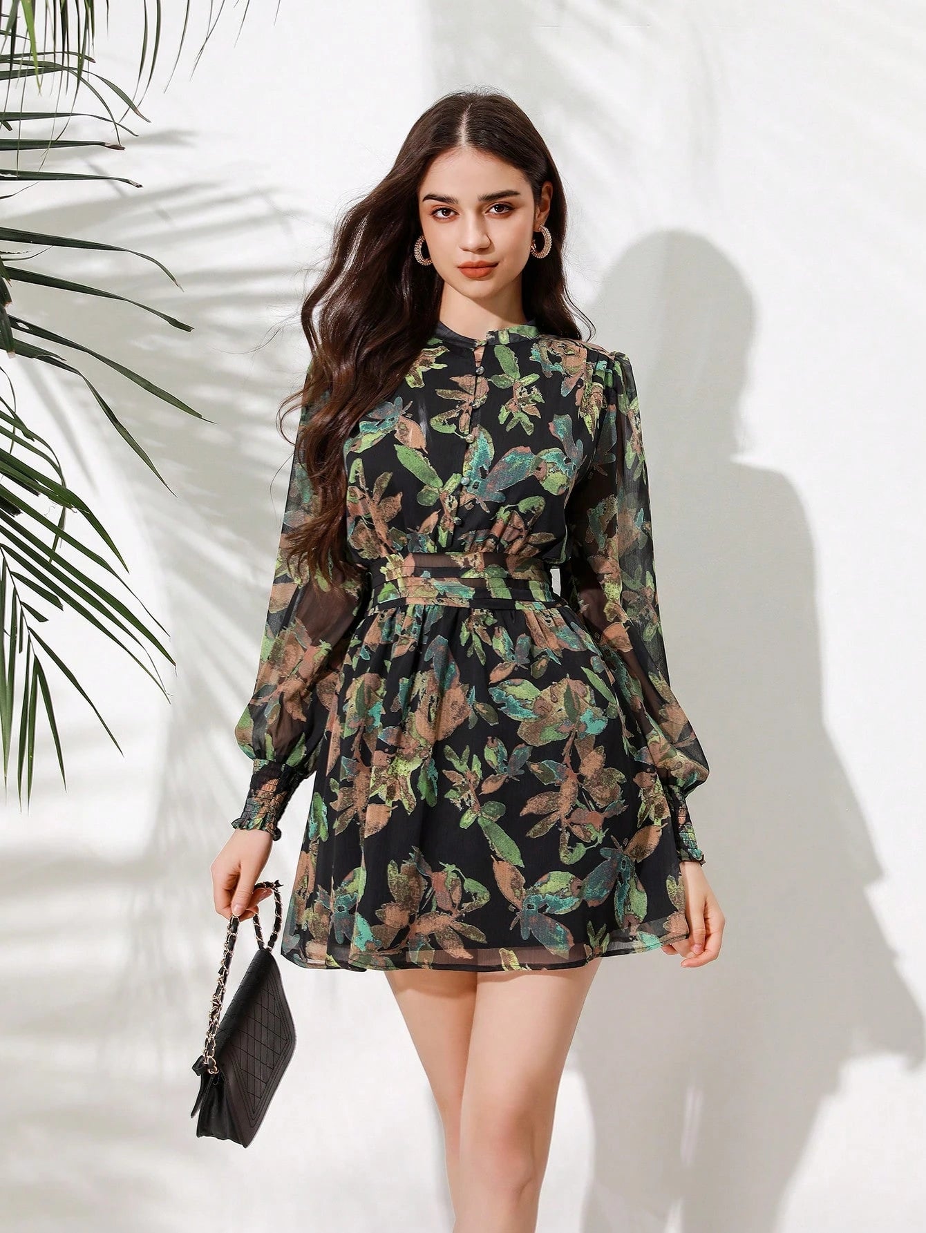 Aveloria Rosie Vestido com Estampa Completa e Manga Farol para Mulheres, Looks de Férias
