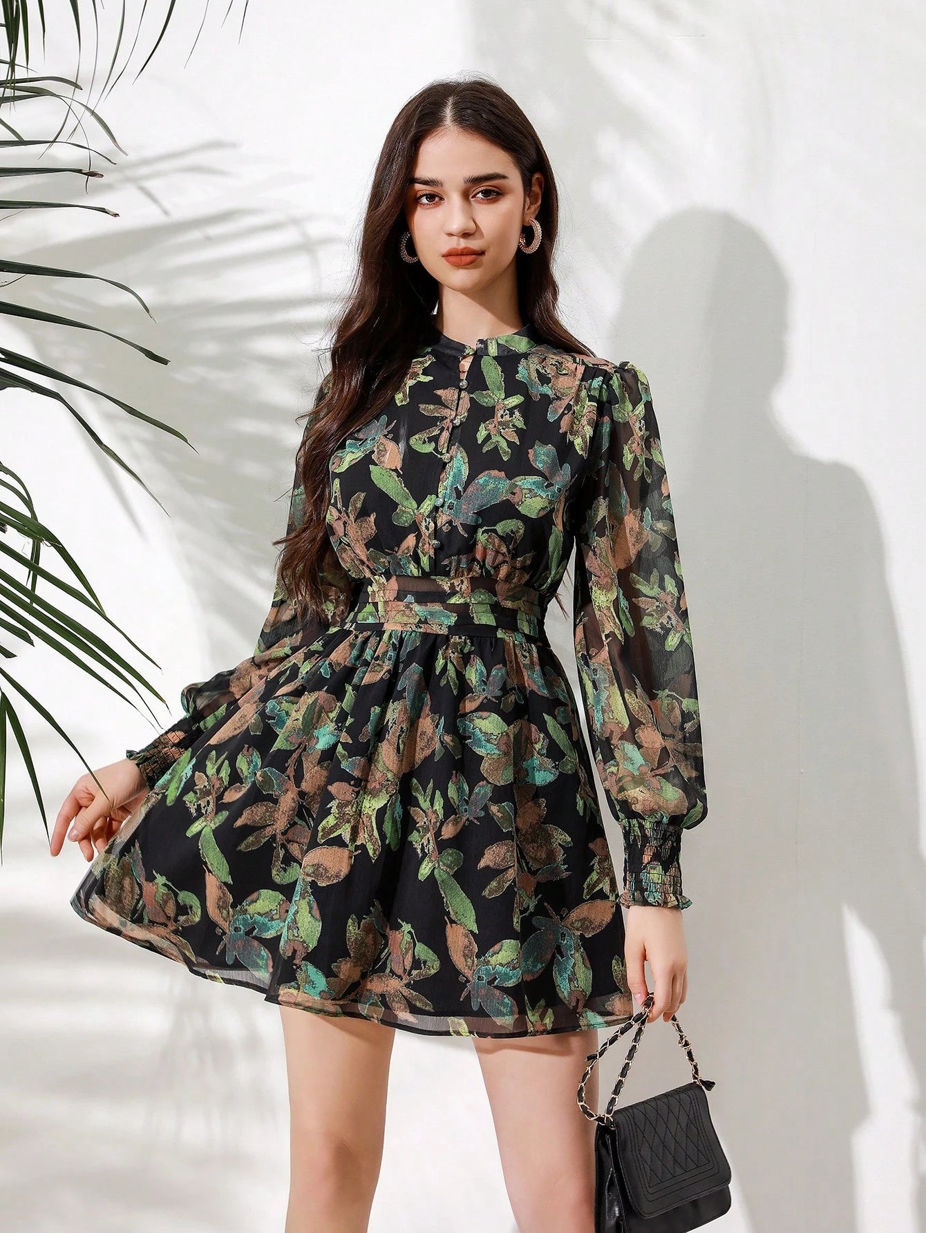 Aveloria Rosie Vestido com Estampa Completa e Manga Farol para Mulheres, Looks de Férias