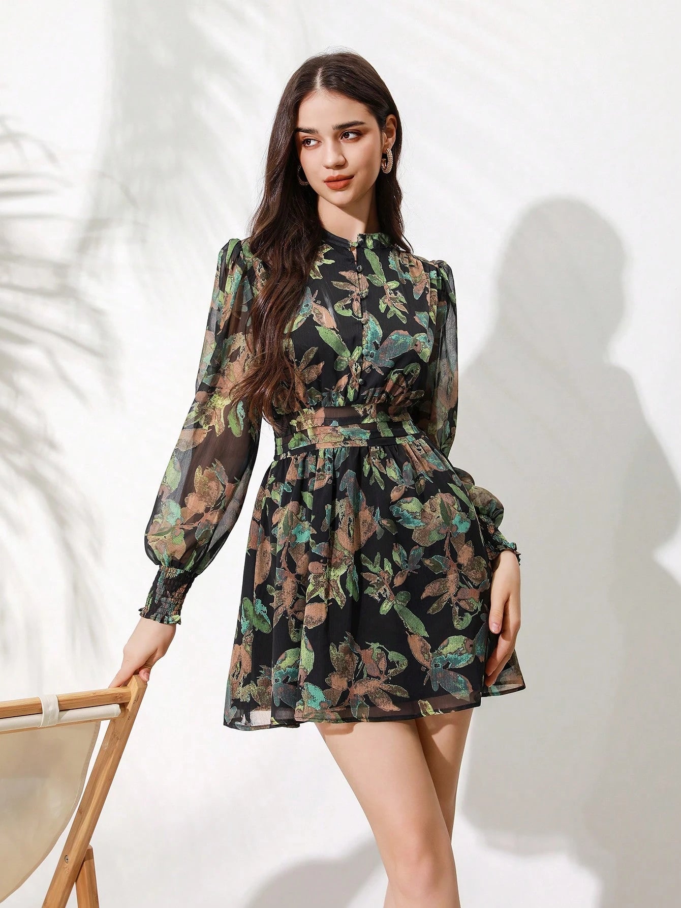 Aveloria Rosie Vestido com Estampa Completa e Manga Farol para Mulheres, Looks de Férias