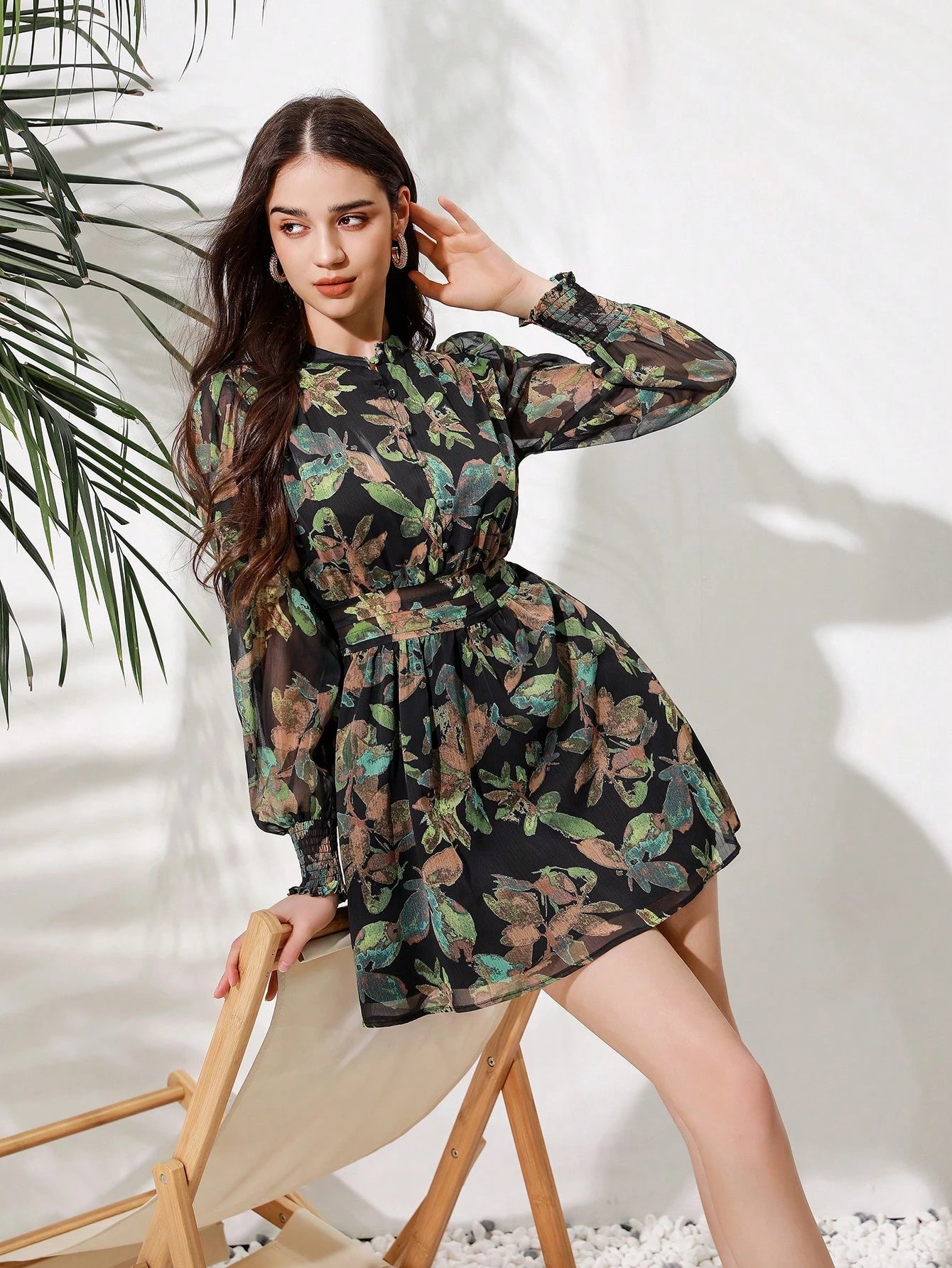 Aveloria Rosie Vestido com Estampa Completa e Manga Farol para Mulheres, Looks de Férias