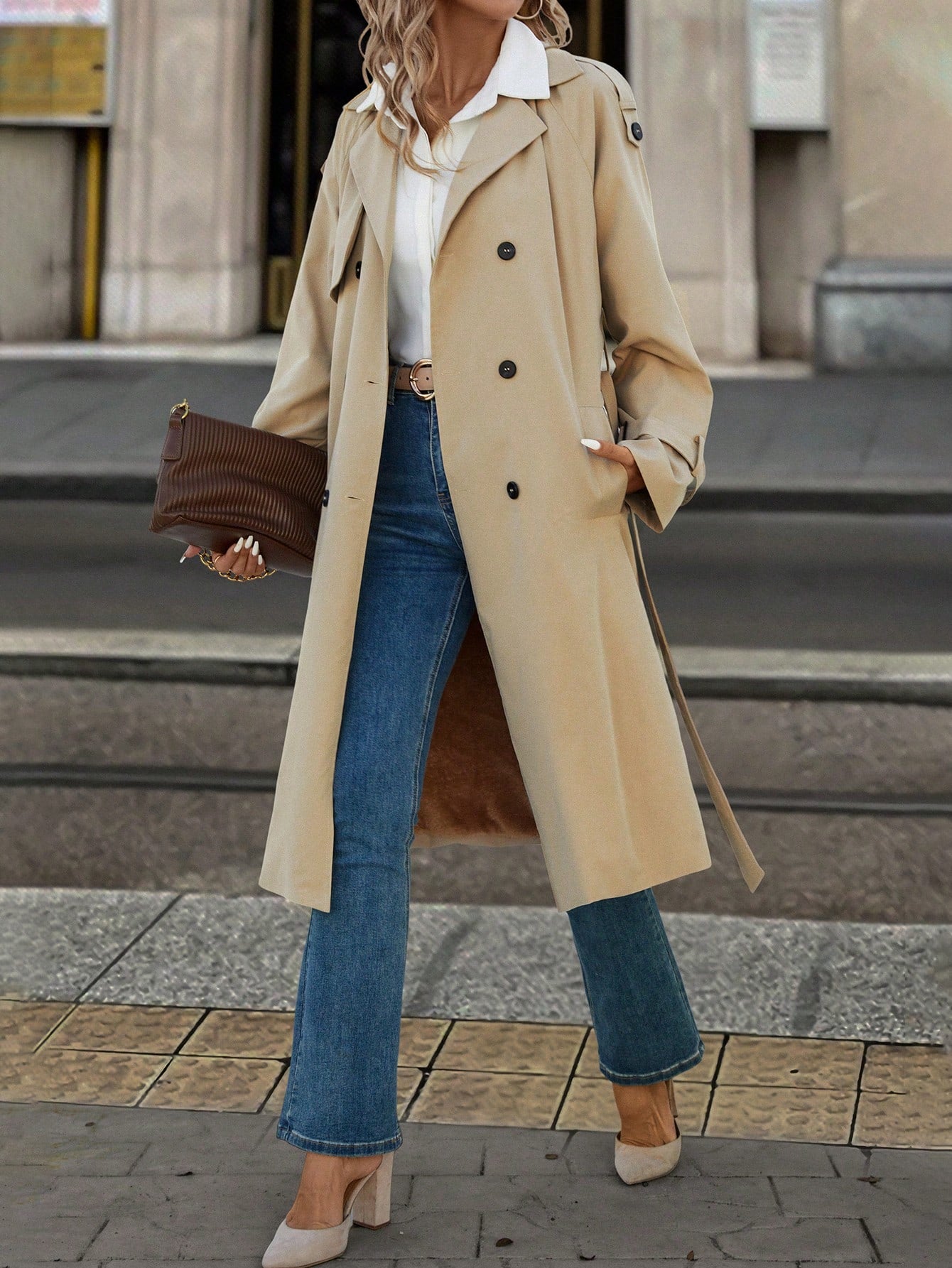 Solivie Casaco Trench de Mulher com Forro Térmico, Leve para Outono e Inverno