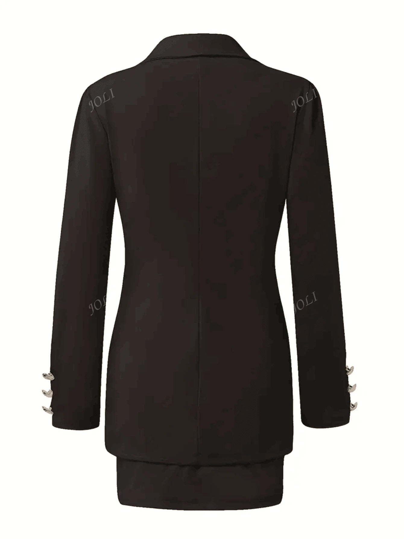 Conjunto de Terno com Blazer de Gola Lapela e Saia de Peito Duplo para Uso Diário das Senhoras