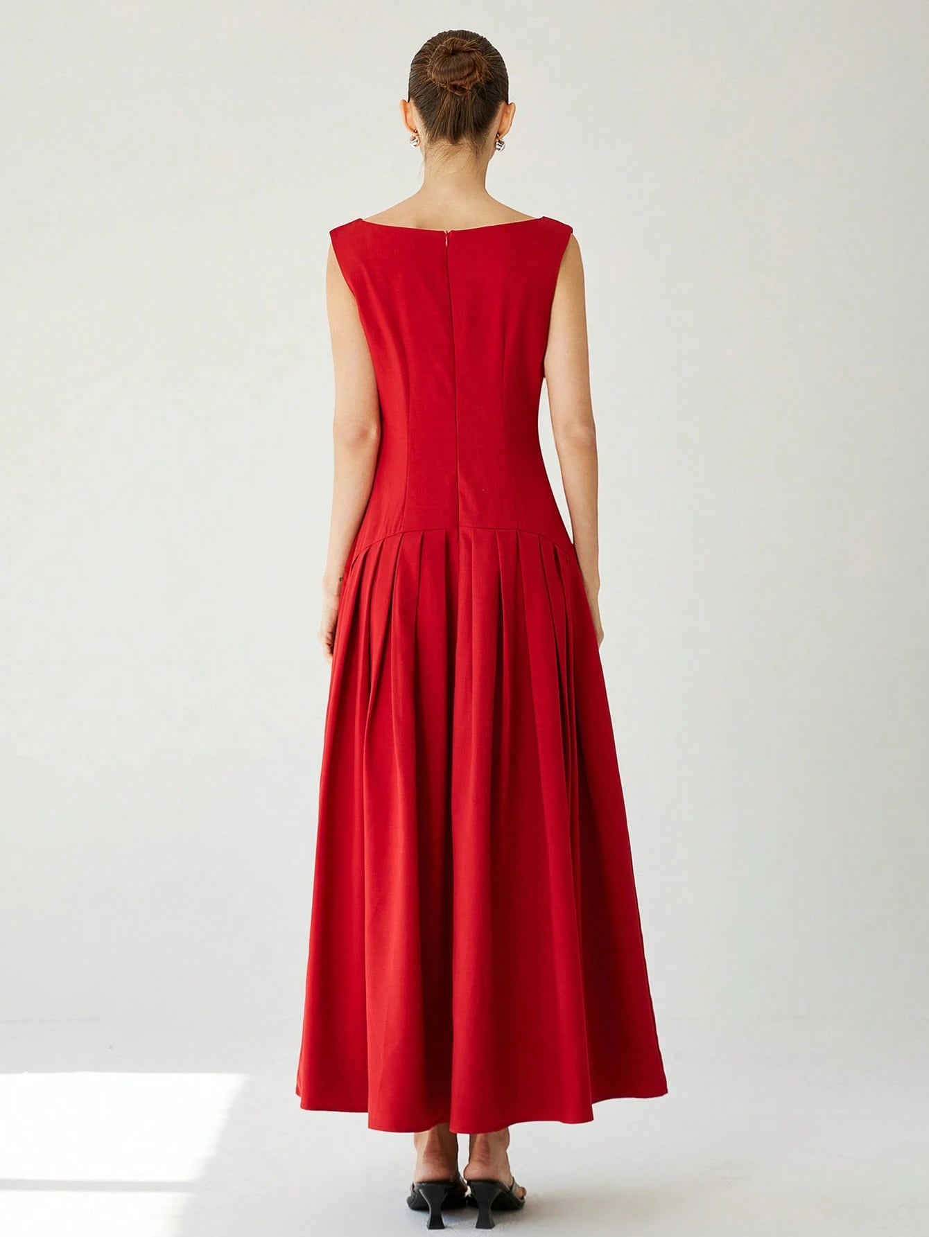 Aveloria Modichic Vestido de Coquetel Elegante de Manga Curta Sexy com Cintura Marcada, Cintura Baixa, Bainha Plissada e Babados Extra Longo Vermelho para Mulheres, Adequado para o Dia dos Namorados