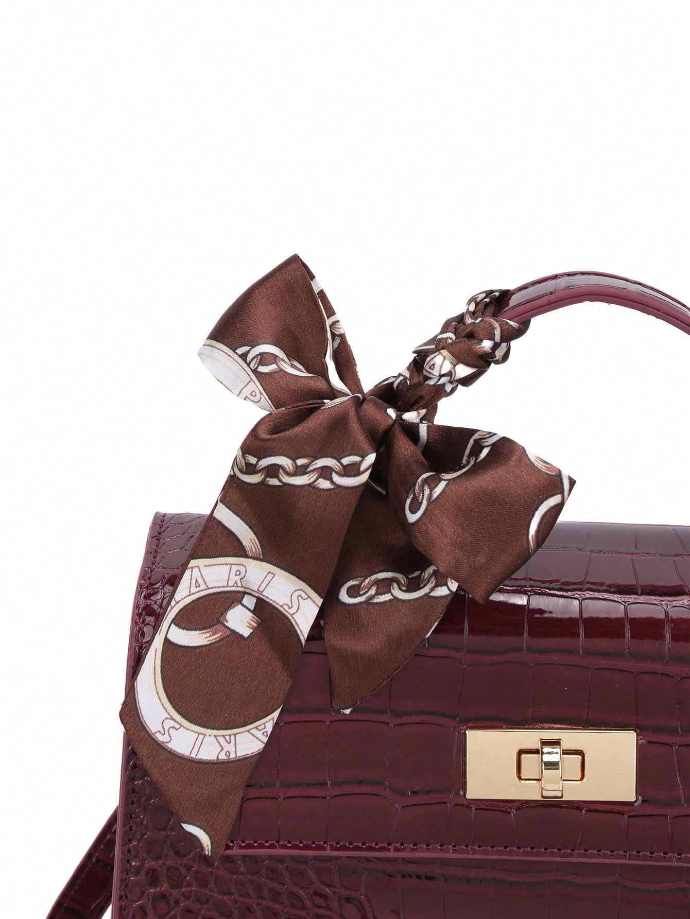 Nova Bolsa Feminina Padrão Crocodilo Brilhante, Grande Capacidade, Moda e Elegante, Acompanha Lenço Estiloso, Pode Ser Usada Como Bolsa de Ombro, Preta