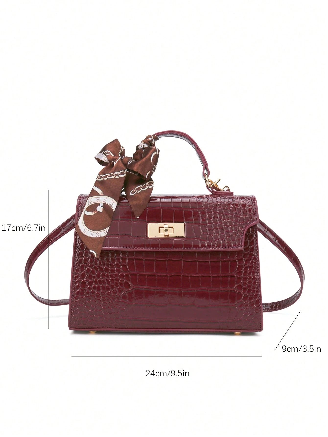 Nova Bolsa Feminina Padrão Crocodilo Brilhante, Grande Capacidade, Moda e Elegante, Acompanha Lenço Estiloso, Pode Ser Usada Como Bolsa de Ombro, Preta