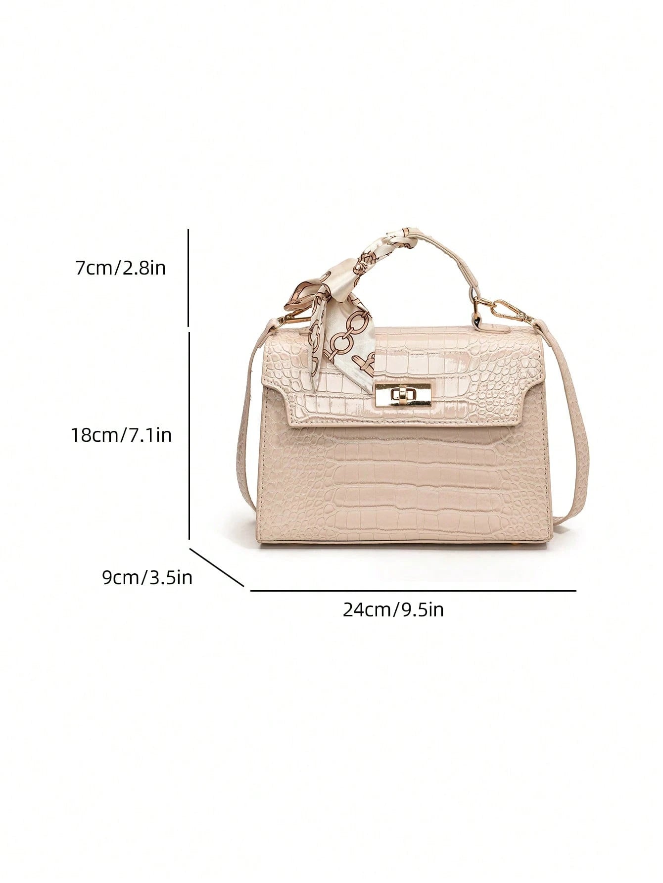 Nova Bolsa Feminina Padrão Crocodilo Brilhante, Grande Capacidade, Moda e Elegante, Acompanha Lenço Estiloso, Pode Ser Usada Como Bolsa de Ombro, Preta