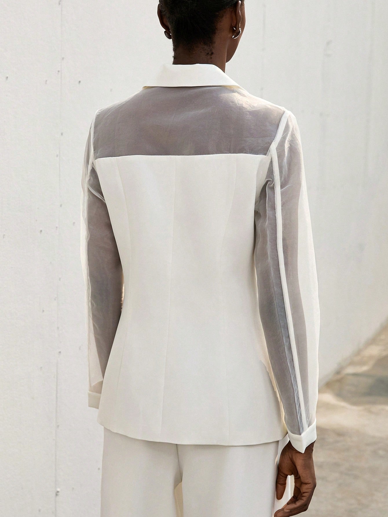 Aveloria Modichic Blazer Dupla-Amarração Respirável de Tecido Splice de Organza para Negócios e Transporte Versátil e Elegante de Alta Classe para Mulheres
