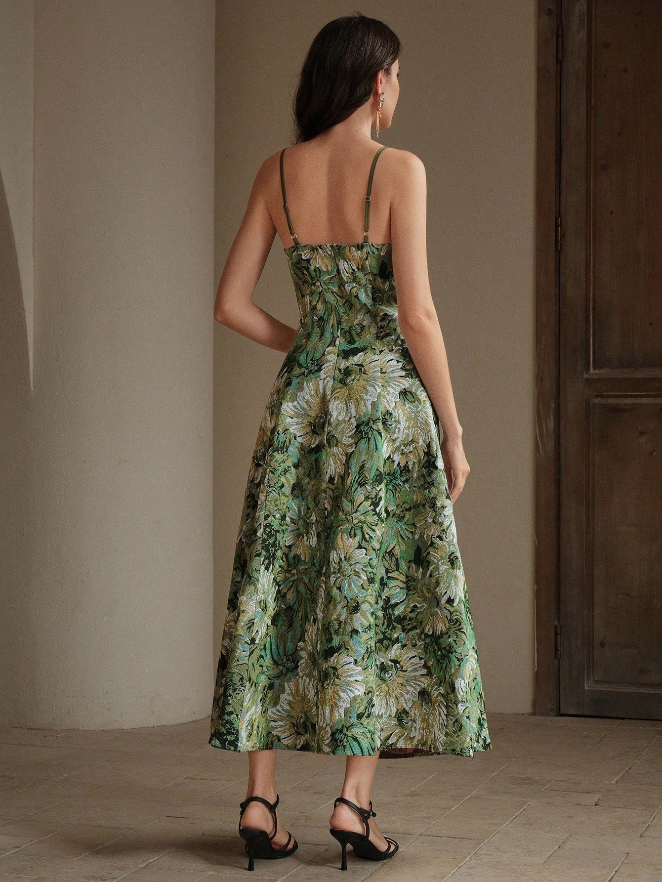 Anewsta Vestido de Festa Estilo Pintura Feminino Modelo Linha-A com Alças, Novos Lançamentos