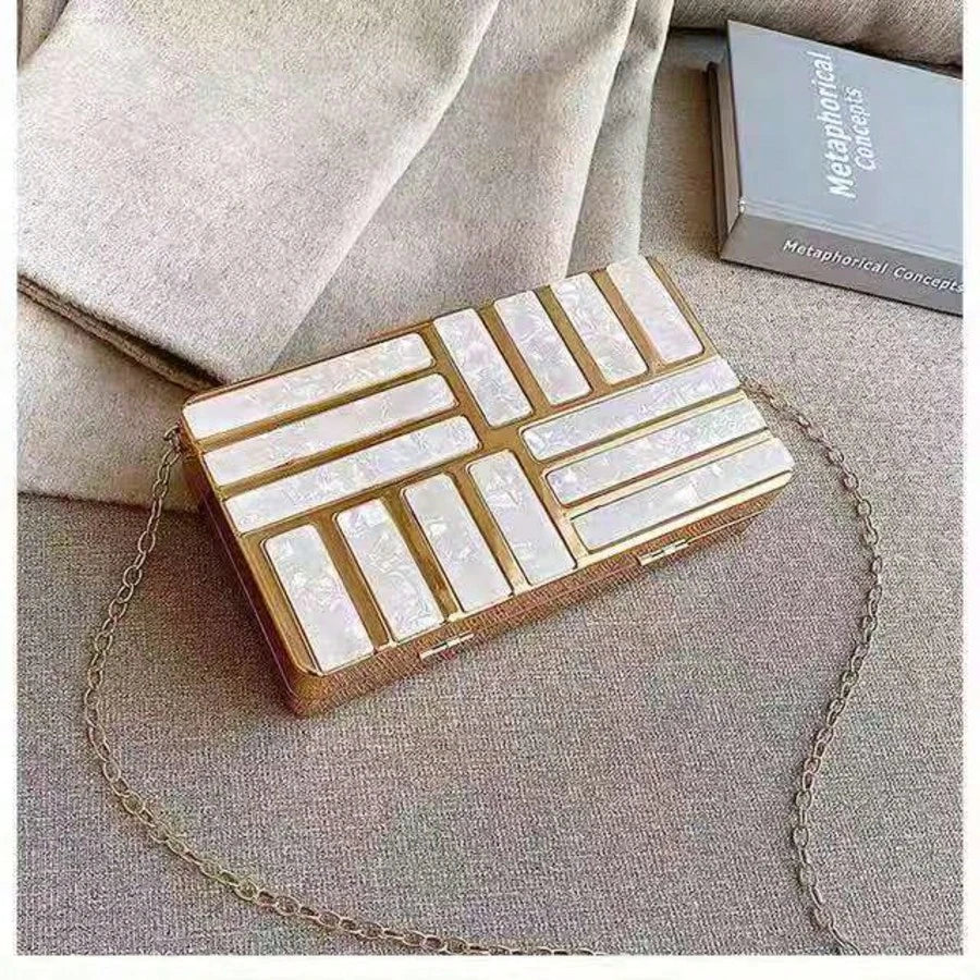 Bolsa de noite de moda europeia e americana bolsa feminina bolsa de banquete de mármore acrílico