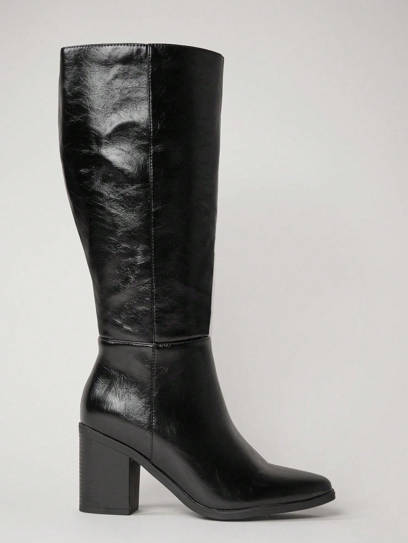 SHUZIA Botas cano alto de salto agulha de cor sólida para mulheres, outono/inverno