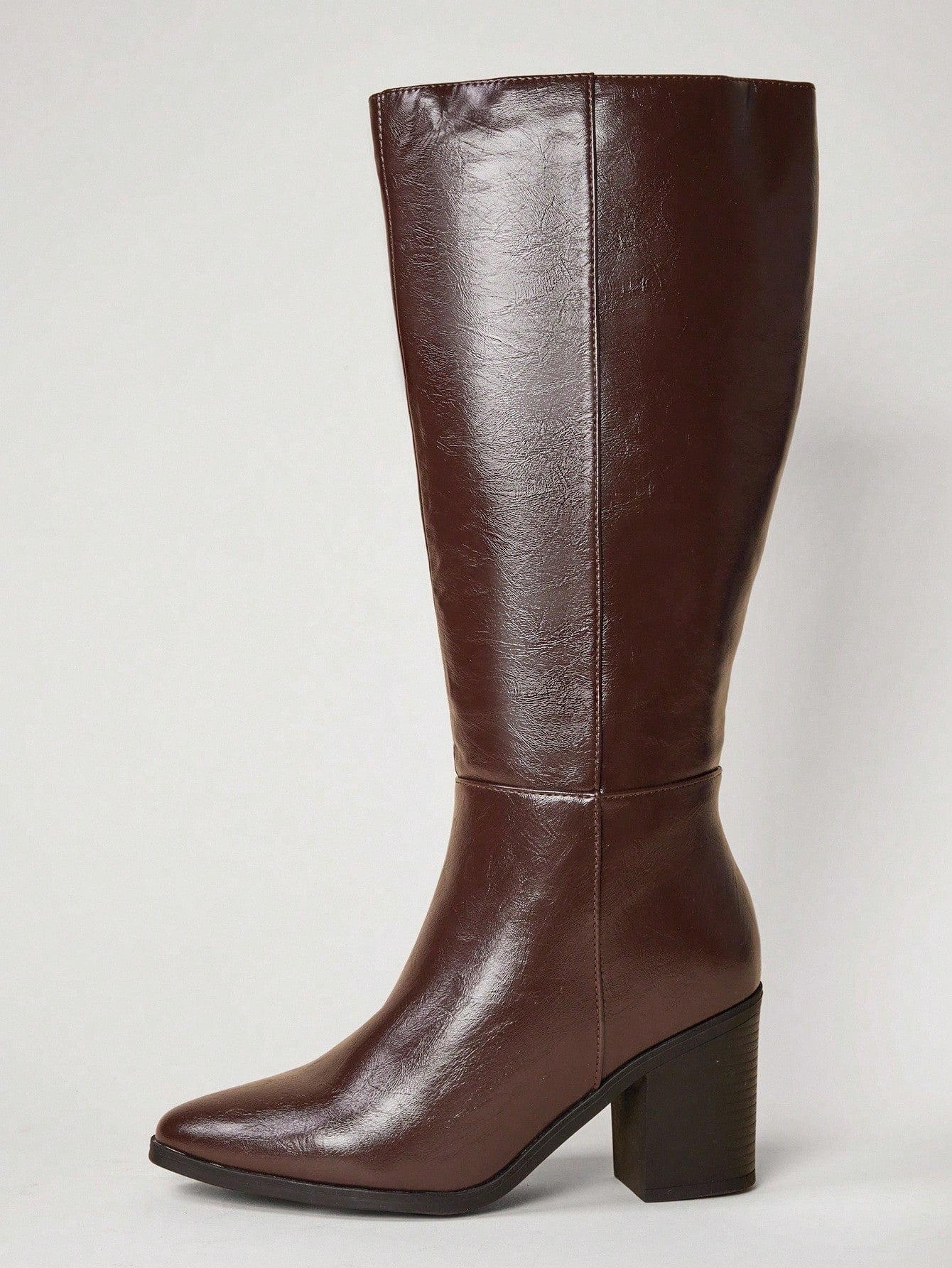 SHUZIA Botas cano alto de salto agulha de cor sólida para mulheres, outono/inverno