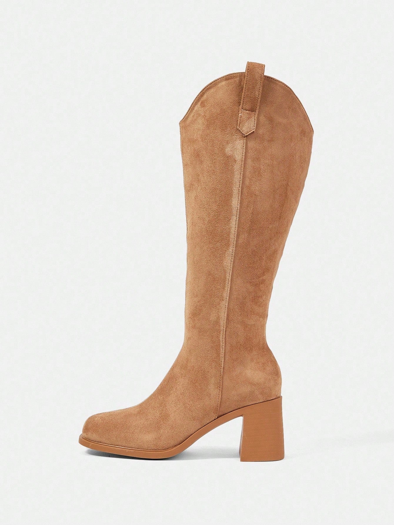 SHUZIA Botas cano alto de salto agulha de cor sólida para mulheres, outono/inverno