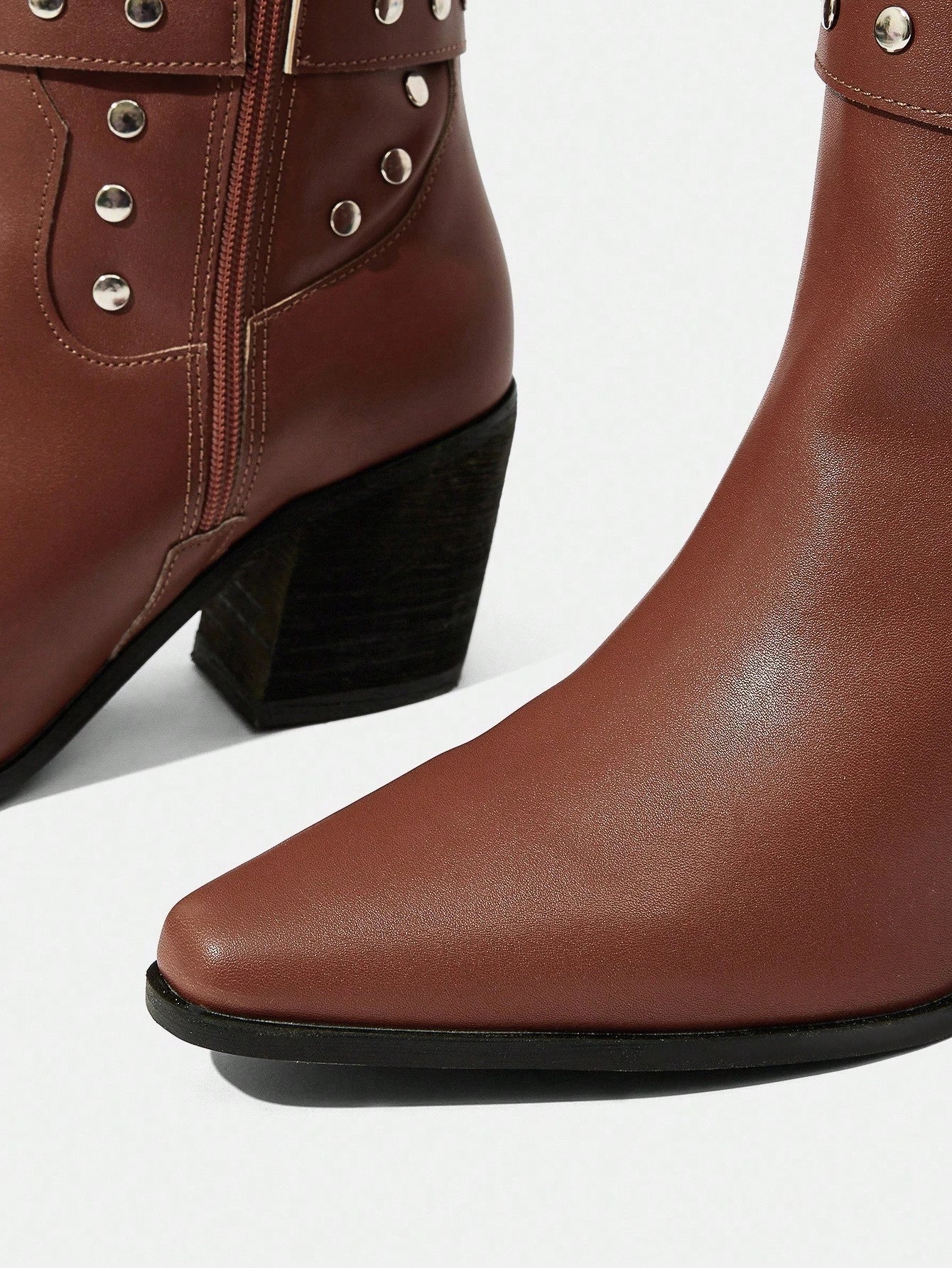 SHUZIA Botas cano alto de salto agulha de cor sólida para mulheres, outono/inverno
