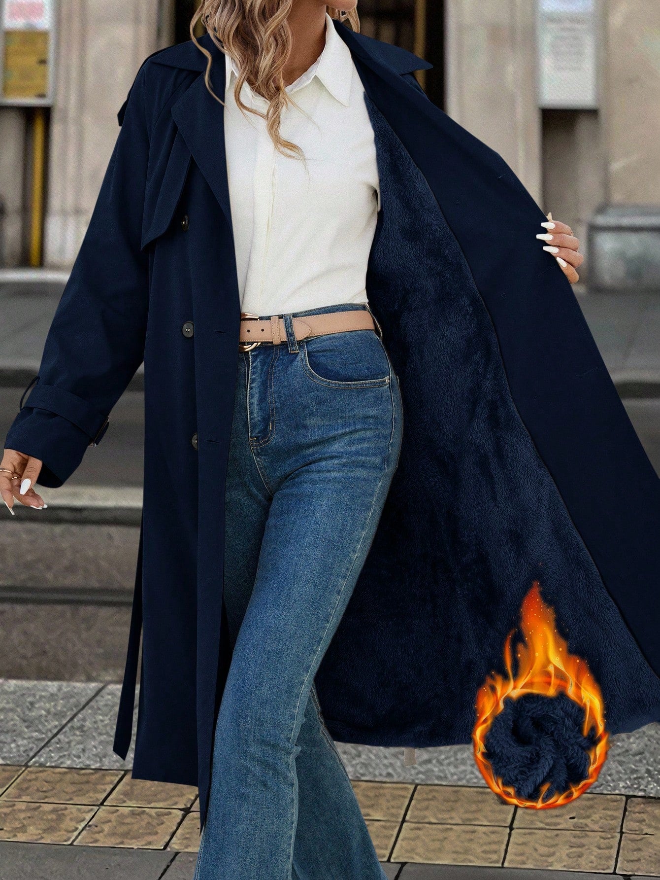 Solivie Casaco Trench de Mulher com Forro Térmico, Leve para Outono e Inverno