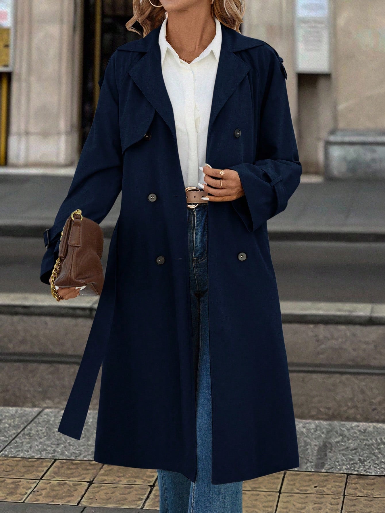 Solivie Casaco Trench de Mulher com Forro Térmico, Leve para Outono e Inverno