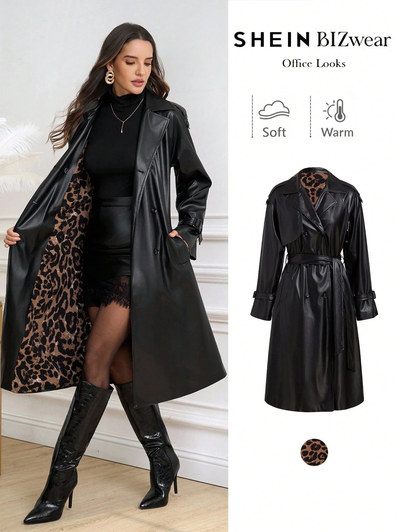 Solivie Casaco Trench de Mulher com Forro Térmico, Leve para Outono e Inverno