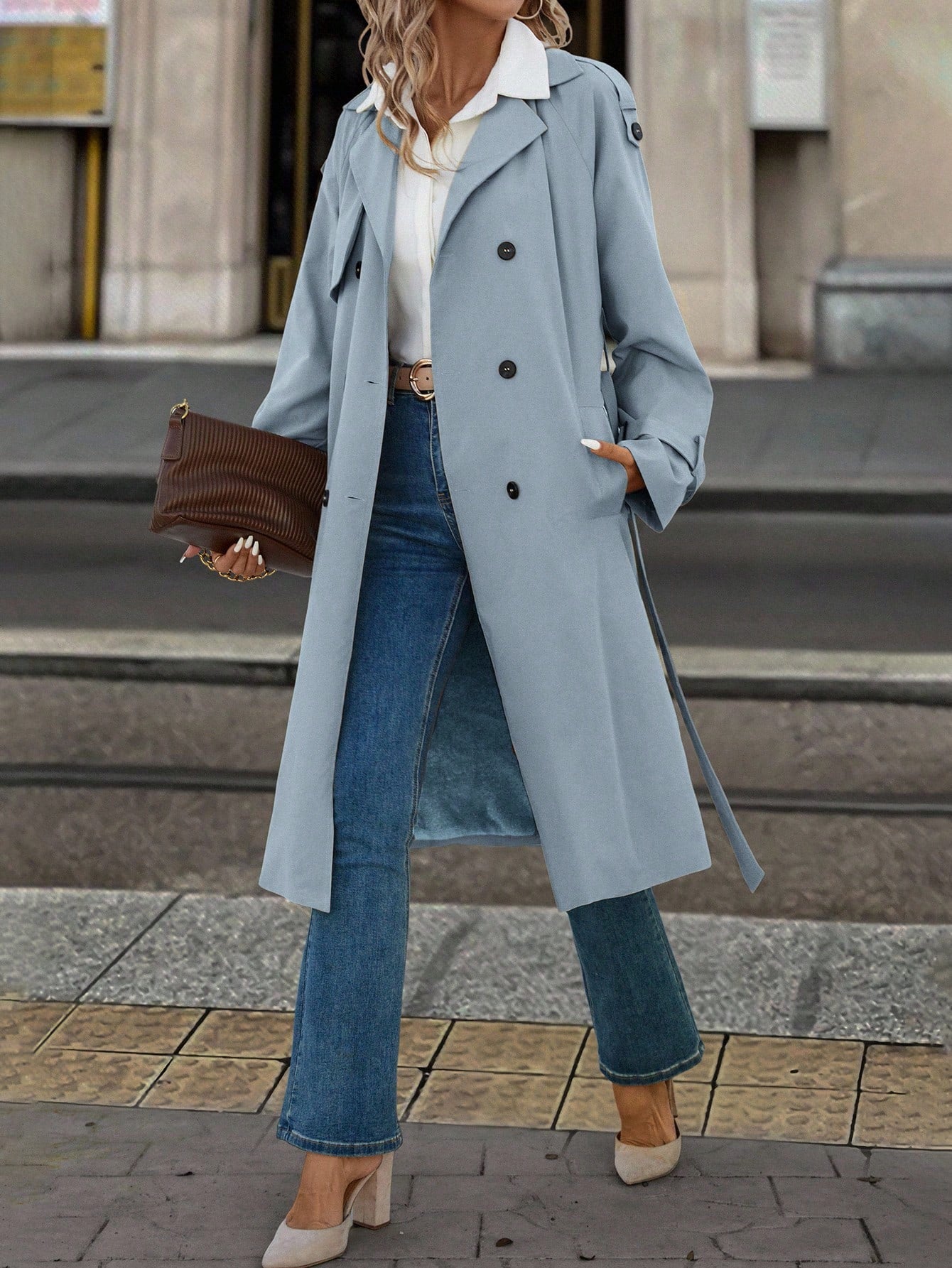 Solivie Casaco Trench de Mulher com Forro Térmico, Leve para Outono e Inverno