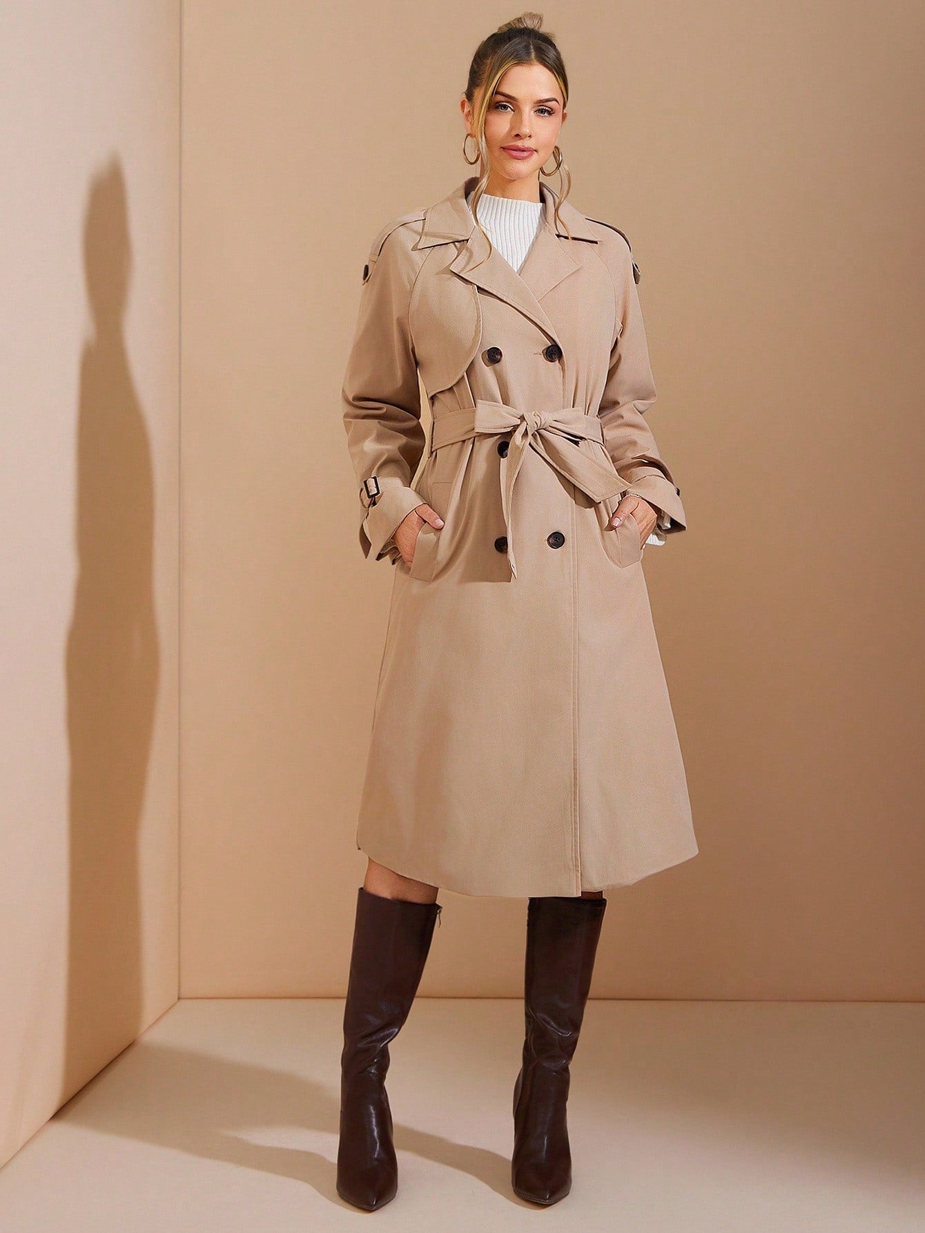 Solivie Casaco Trench de Mulher com Forro Térmico, Leve para Outono e Inverno