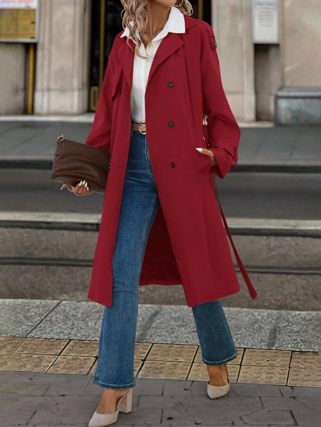 Solivie Casaco Trench de Mulher com Forro Térmico, Leve para Outono e Inverno