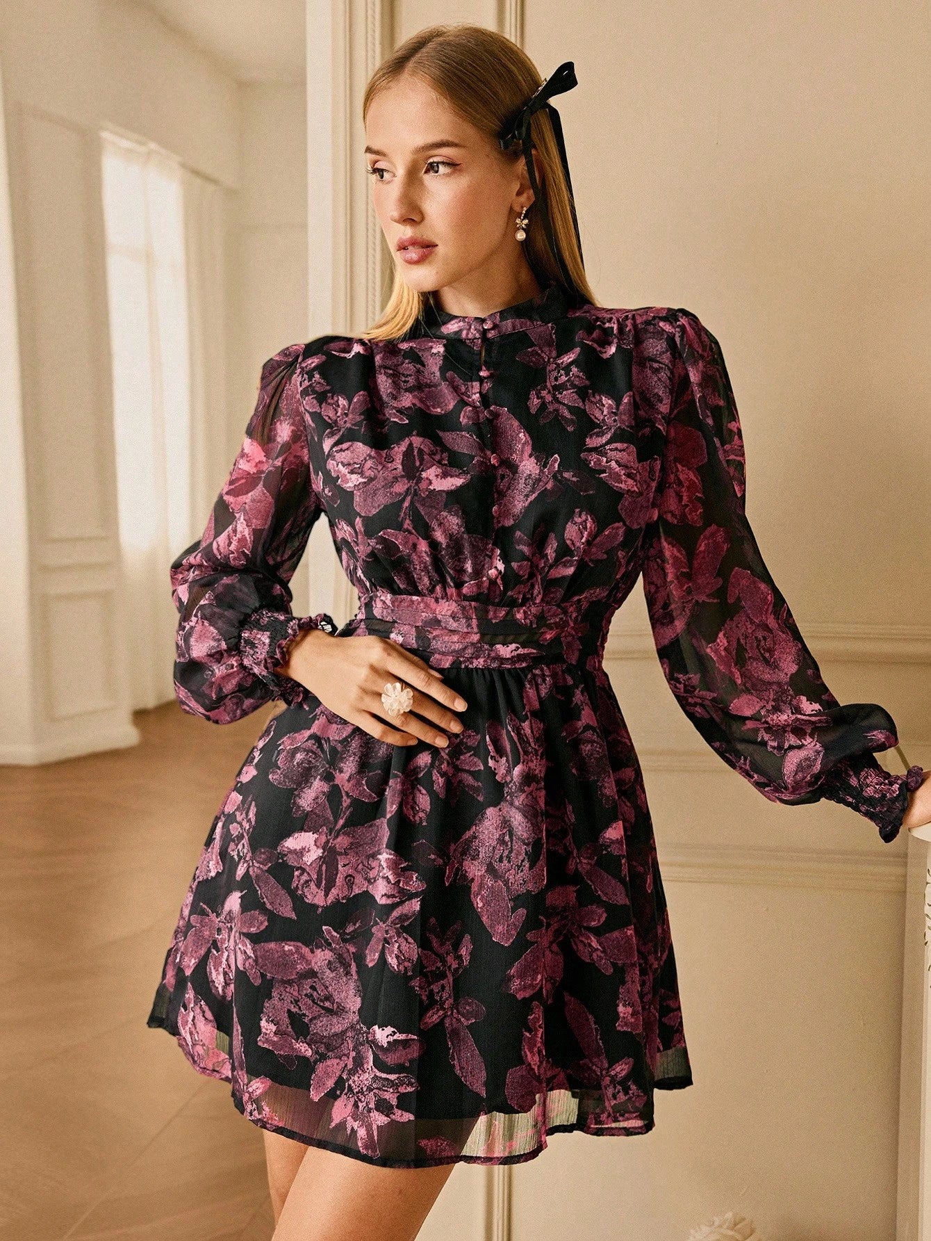 Aveloria Rosie Vestido com Estampa Completa e Manga Farol para Mulheres, Looks de Férias