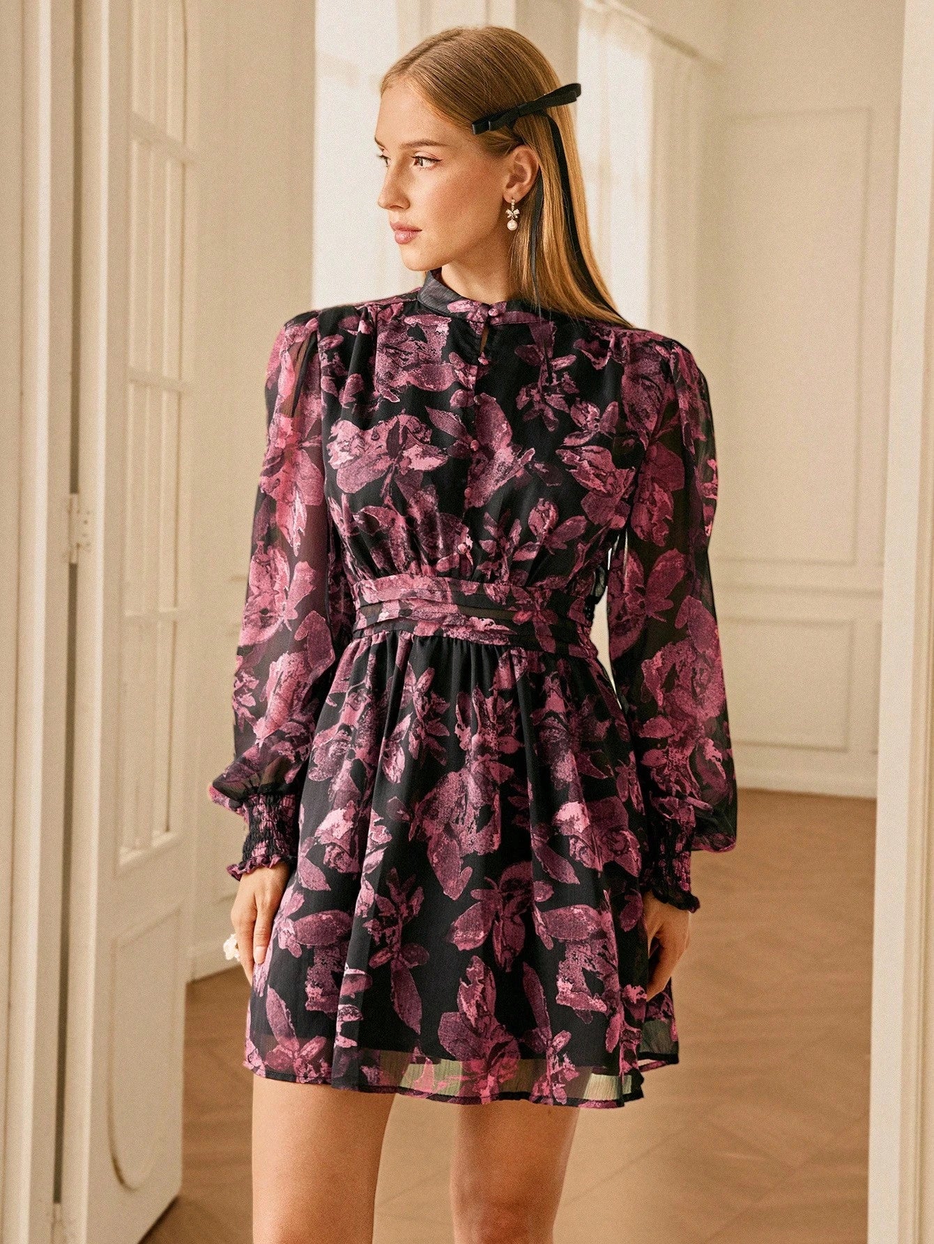 Aveloria Rosie Vestido com Estampa Completa e Manga Farol para Mulheres, Looks de Férias
