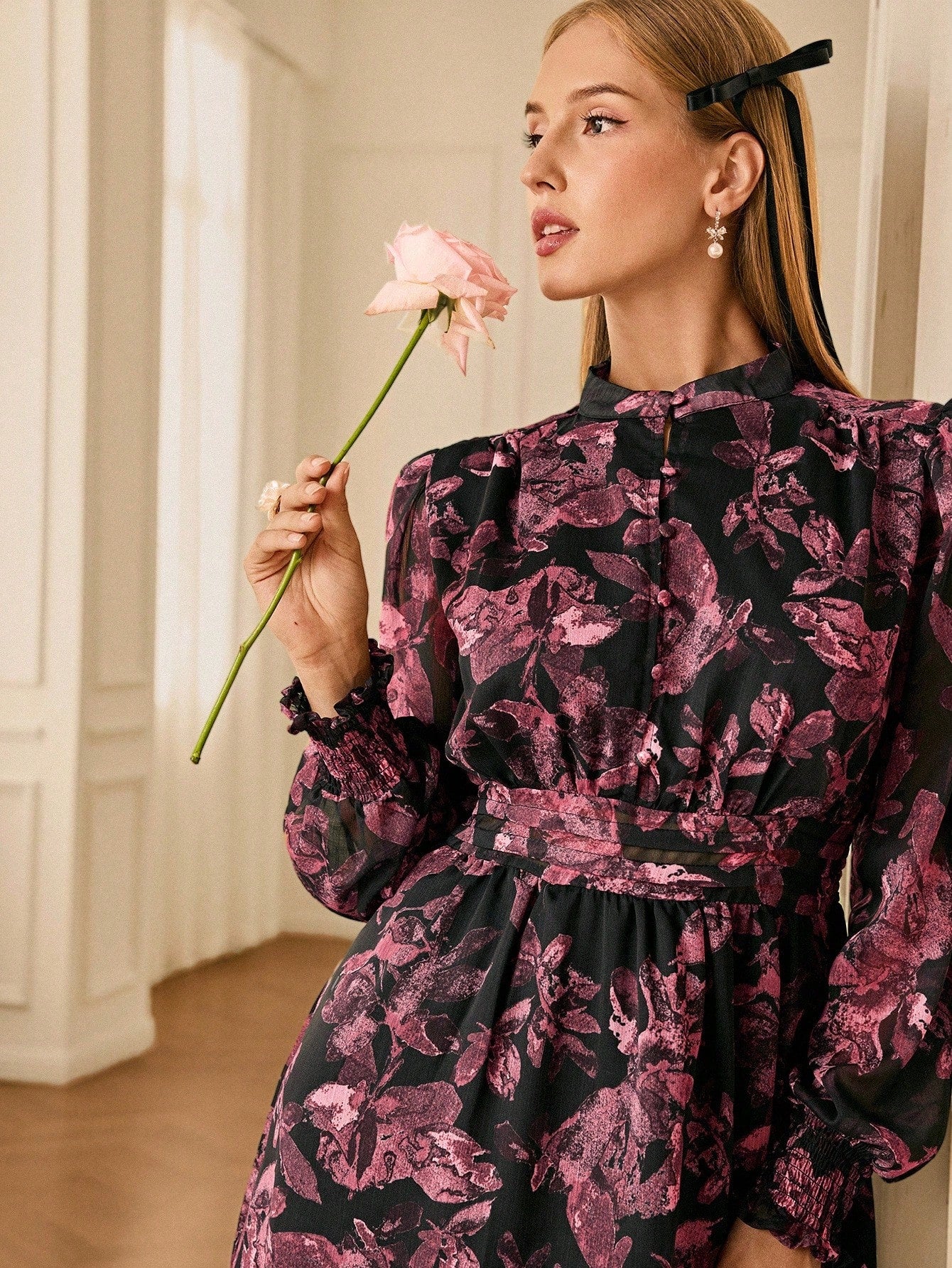Aveloria Rosie Vestido com Estampa Completa e Manga Farol para Mulheres, Looks de Férias