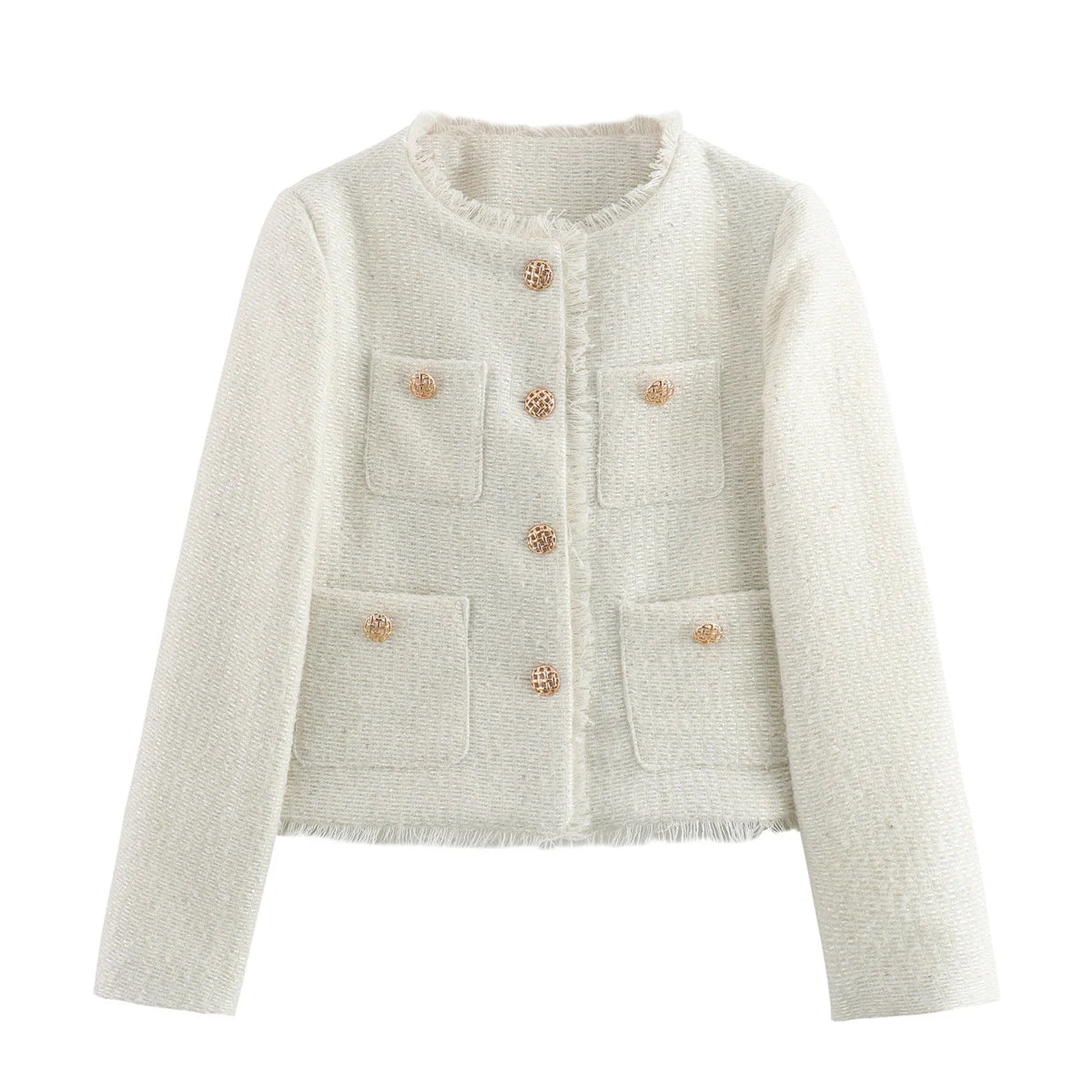 Chique feminino tweed jaqueta básica casaco roupas femininas de lã outerwear manga longa botão frontal feminino outerwear chiques topos