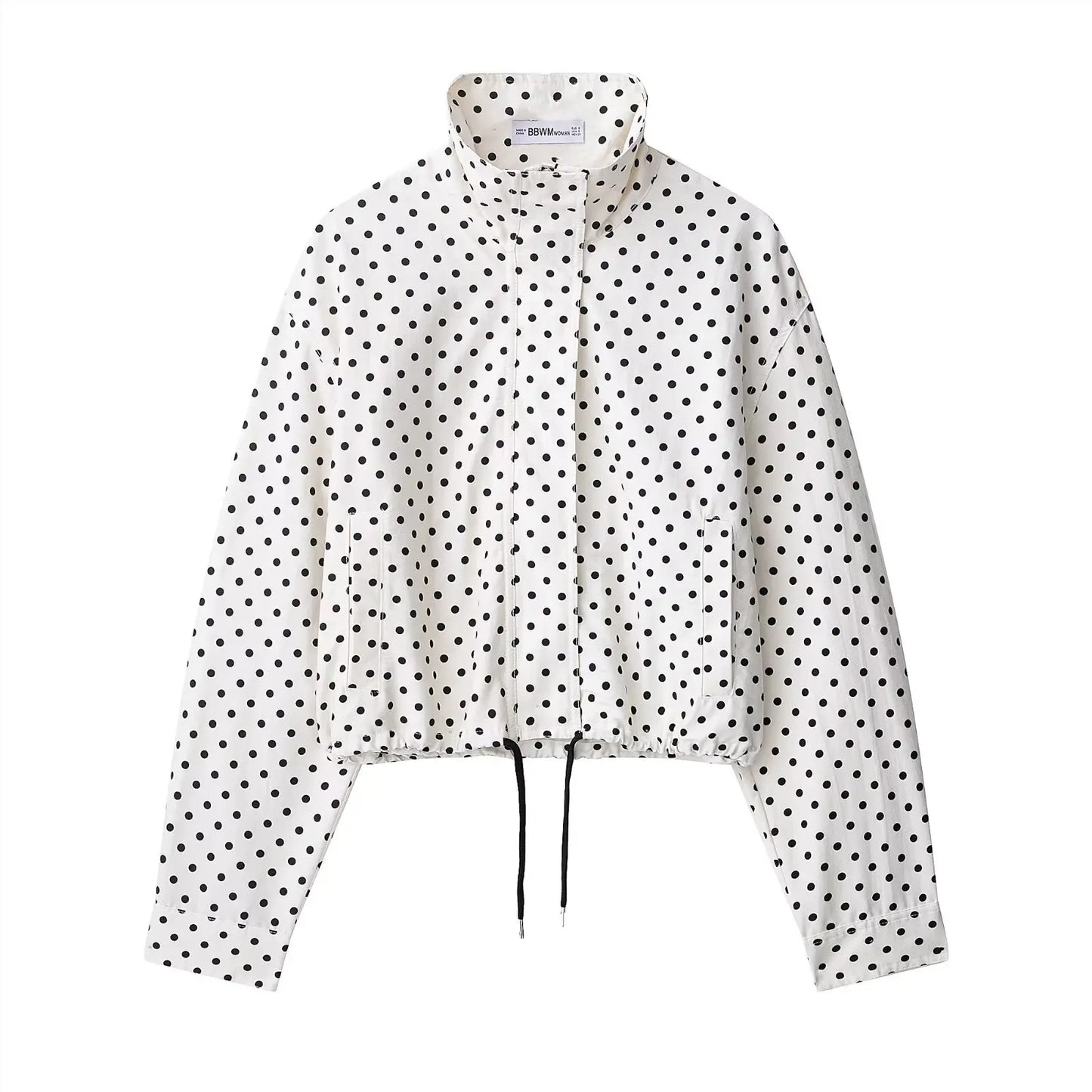 Moda polka dot shorts conjuntos para mulher 2025 outono cordão bombardeiro jaqueta cintura alta shorts 2 peças conjunto roupas femininas