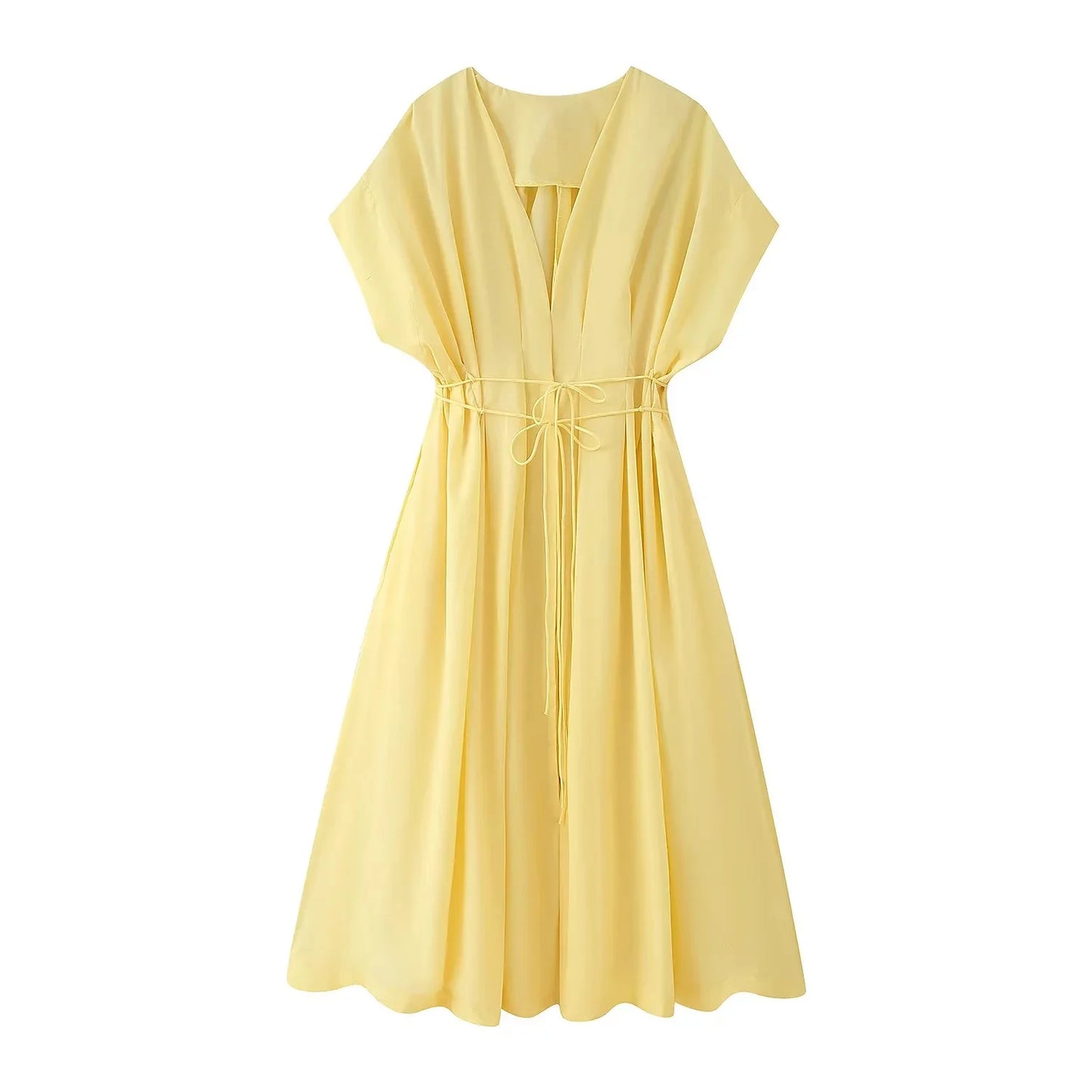 Kondala 2025 outono inverno vintage vestidos femininos moda único breasted faixas drapeado decote em v sem mangas chique marrom senhoras vestidos