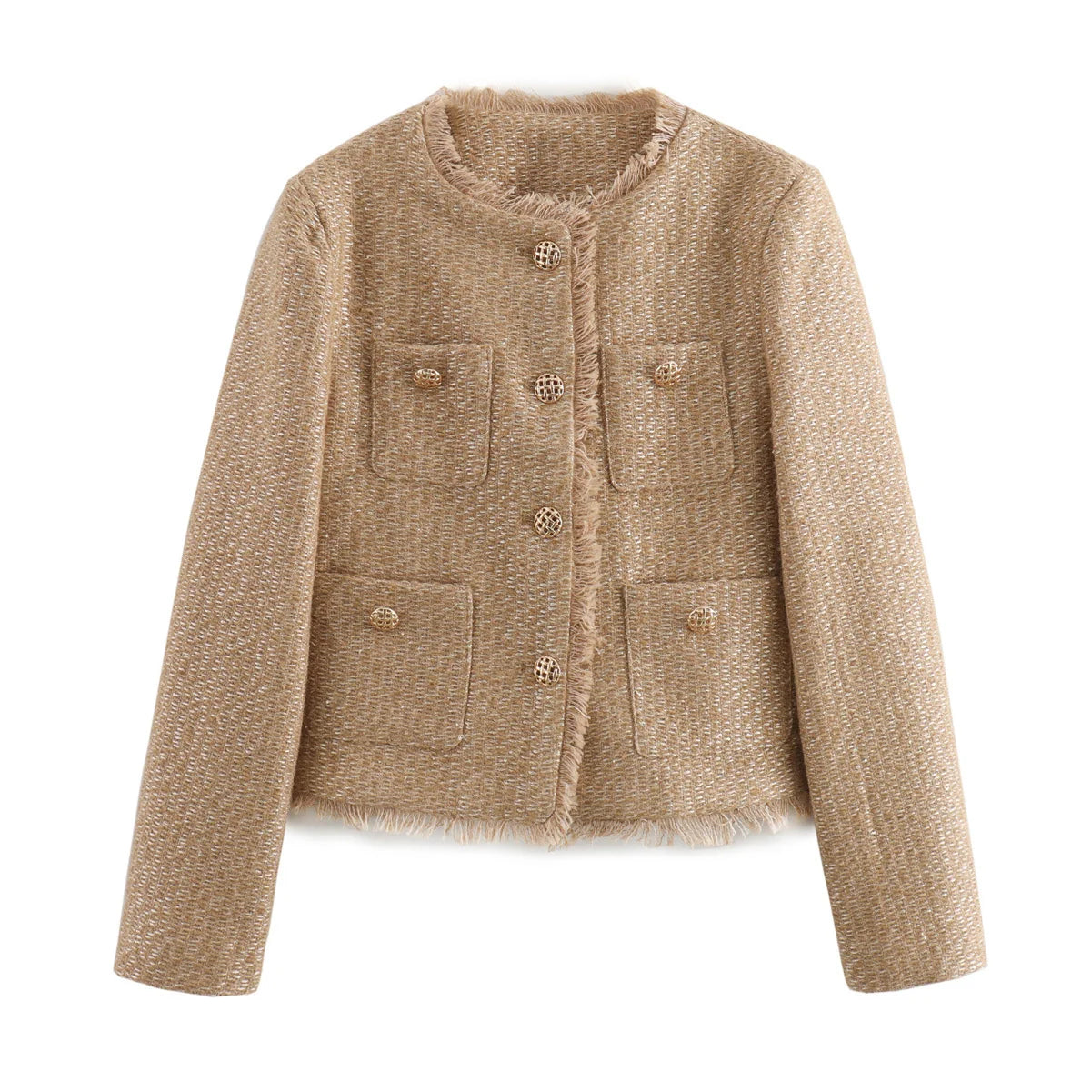 Chique feminino tweed jaqueta básica casaco roupas femininas de lã outerwear manga longa botão frontal feminino outerwear chiques topos