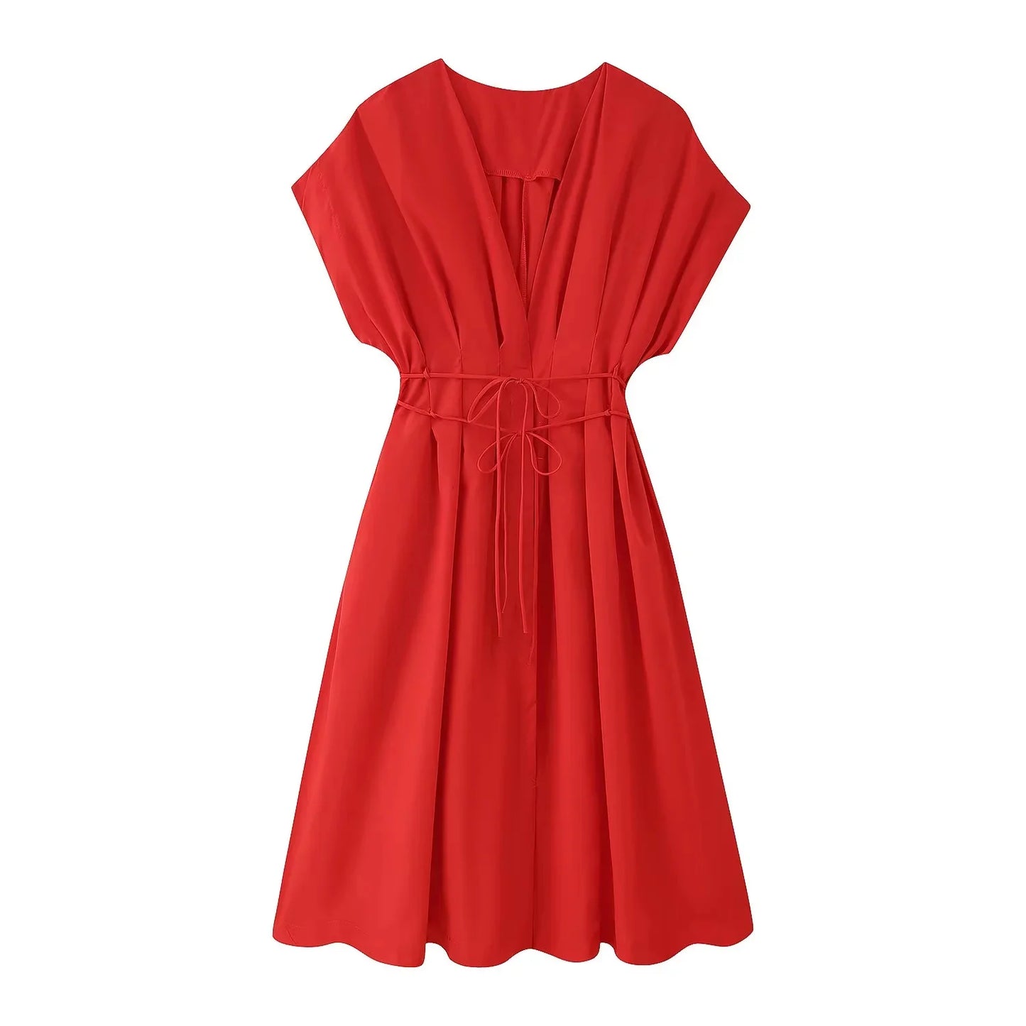 Kondala 2025 outono inverno vintage vestidos femininos moda único breasted faixas drapeado decote em v sem mangas chique marrom senhoras vestidos