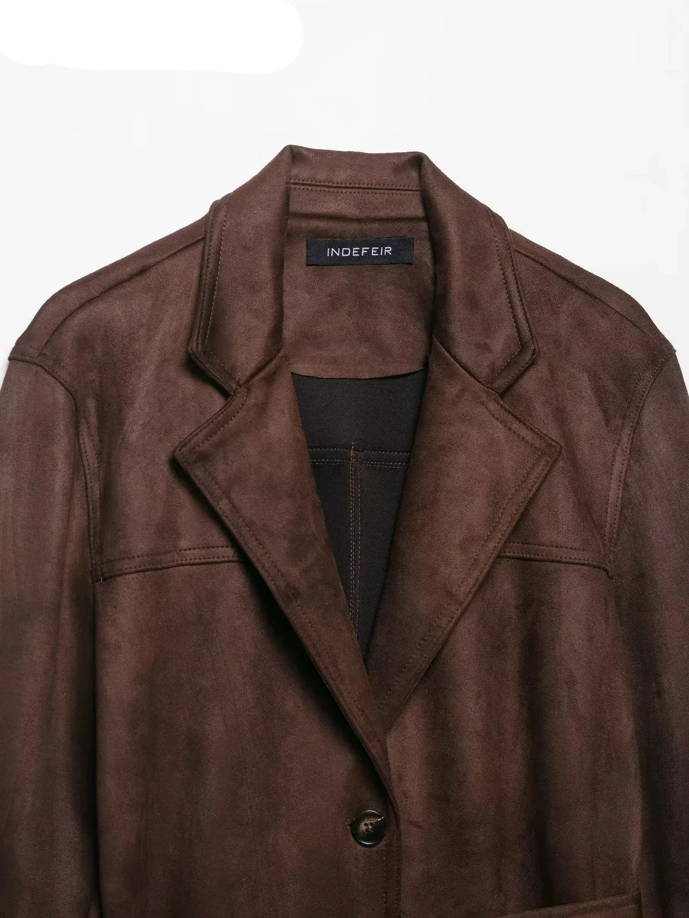 Kondala 2025 outono inverno camurça marrom faixas casacos femininos moda streetwear elegante senhoras gola aberta único breasted casacos