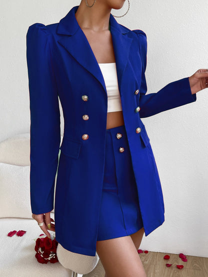 Chiquease Blazer & saia trespassado detalhe da aba