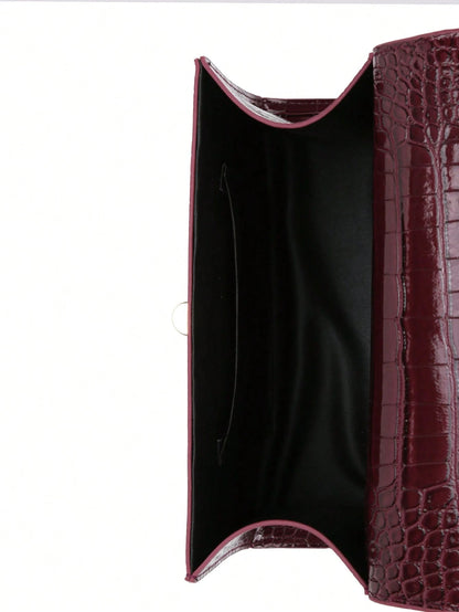 Nova Bolsa Feminina Padrão Crocodilo Brilhante, Grande Capacidade, Moda e Elegante, Acompanha Lenço Estiloso, Pode Ser Usada Como Bolsa de Ombro, Preta