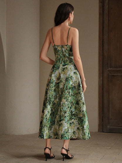 Anewsta Vestido de Festa Estilo Pintura Feminino Modelo Linha-A com Alças, Novos Lançamentos
