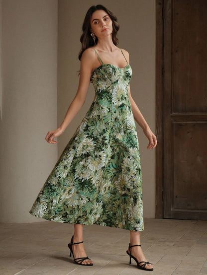 Anewsta Vestido de Festa Estilo Pintura Feminino Modelo Linha-A com Alças, Novos Lançamentos