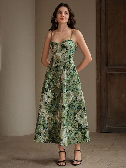 Anewsta Vestido de Festa Estilo Pintura Feminino Modelo Linha-A com Alças, Novos Lançamentos