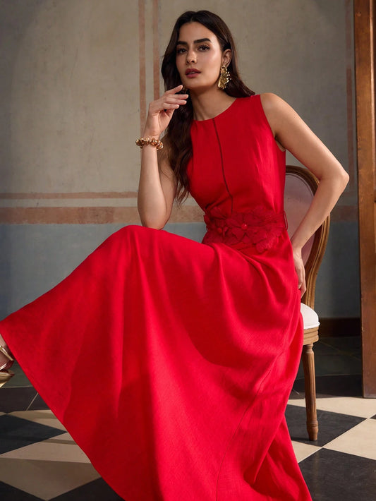 ZEYLAH VESTIDO DE LINHO COM CINTO