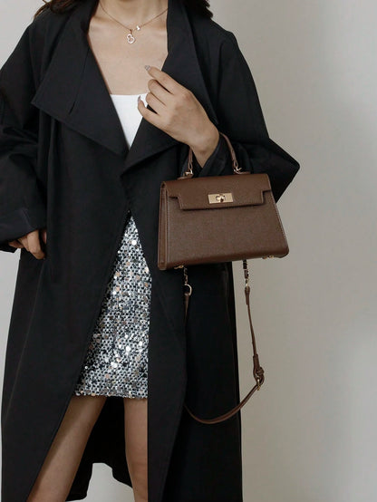 Nova Bolsa Feminina Padrão Crocodilo Brilhante, Grande Capacidade, Moda e Elegante, Acompanha Lenço Estiloso, Pode Ser Usada Como Bolsa de Ombro, Preta