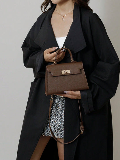Nova Bolsa Feminina Padrão Crocodilo Brilhante, Grande Capacidade, Moda e Elegante, Acompanha Lenço Estiloso, Pode Ser Usada Como Bolsa de Ombro, Preta