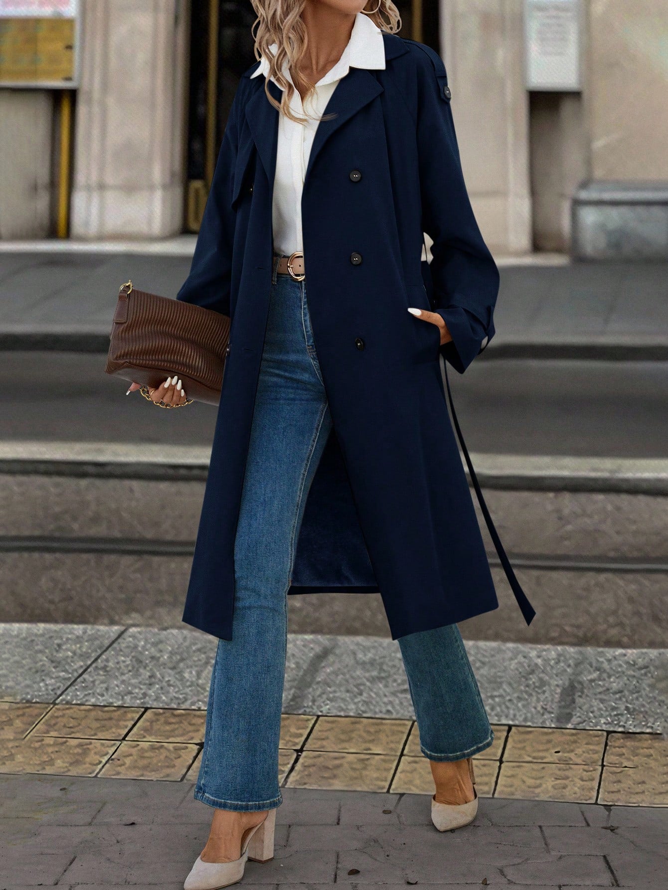 Solivie Casaco Trench de Mulher com Forro Térmico, Leve para Outono e Inverno
