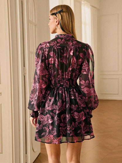 Aveloria Rosie Vestido com Estampa Completa e Manga Farol para Mulheres, Looks de Férias