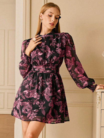 Aveloria Rosie Vestido com Estampa Completa e Manga Farol para Mulheres, Looks de Férias