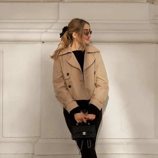 Senhoras vintage recortado trench primavera outono jaqueta feminina streetwear duplo breasted manga longa topo feminino chique casaco outfits