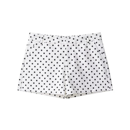 Moda polka dot shorts conjuntos para mulher 2025 outono cordão bombardeiro jaqueta cintura alta shorts 2 peças conjunto roupas femininas