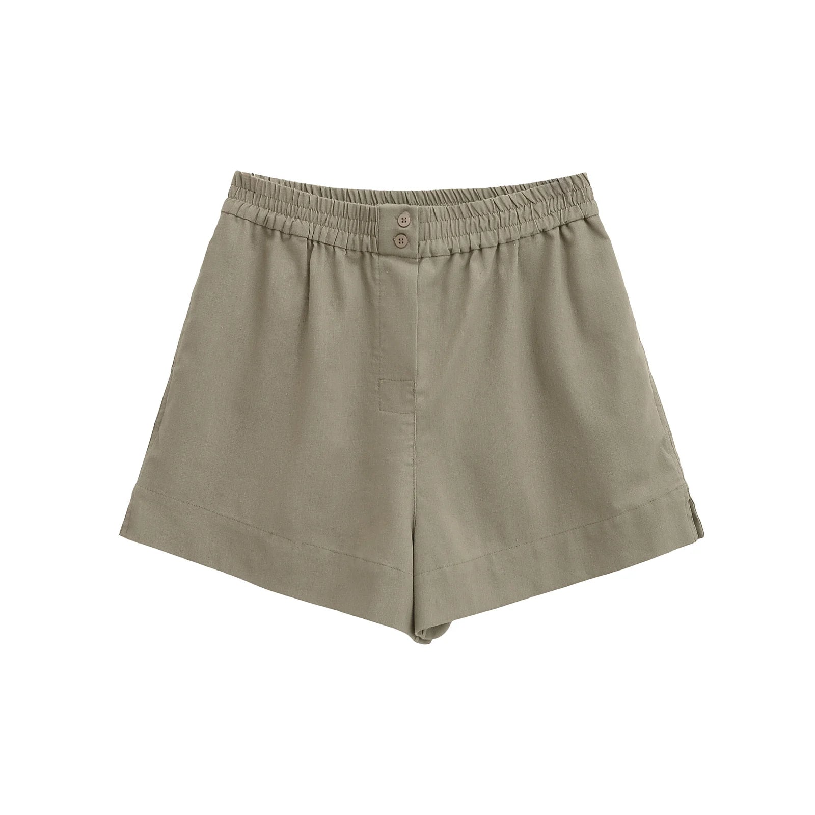 Kondala casual chique feminino terno amarelo com decote em v manga cheia único breasted blusa shorts elásticos moda 2025 primavera verão conjunto